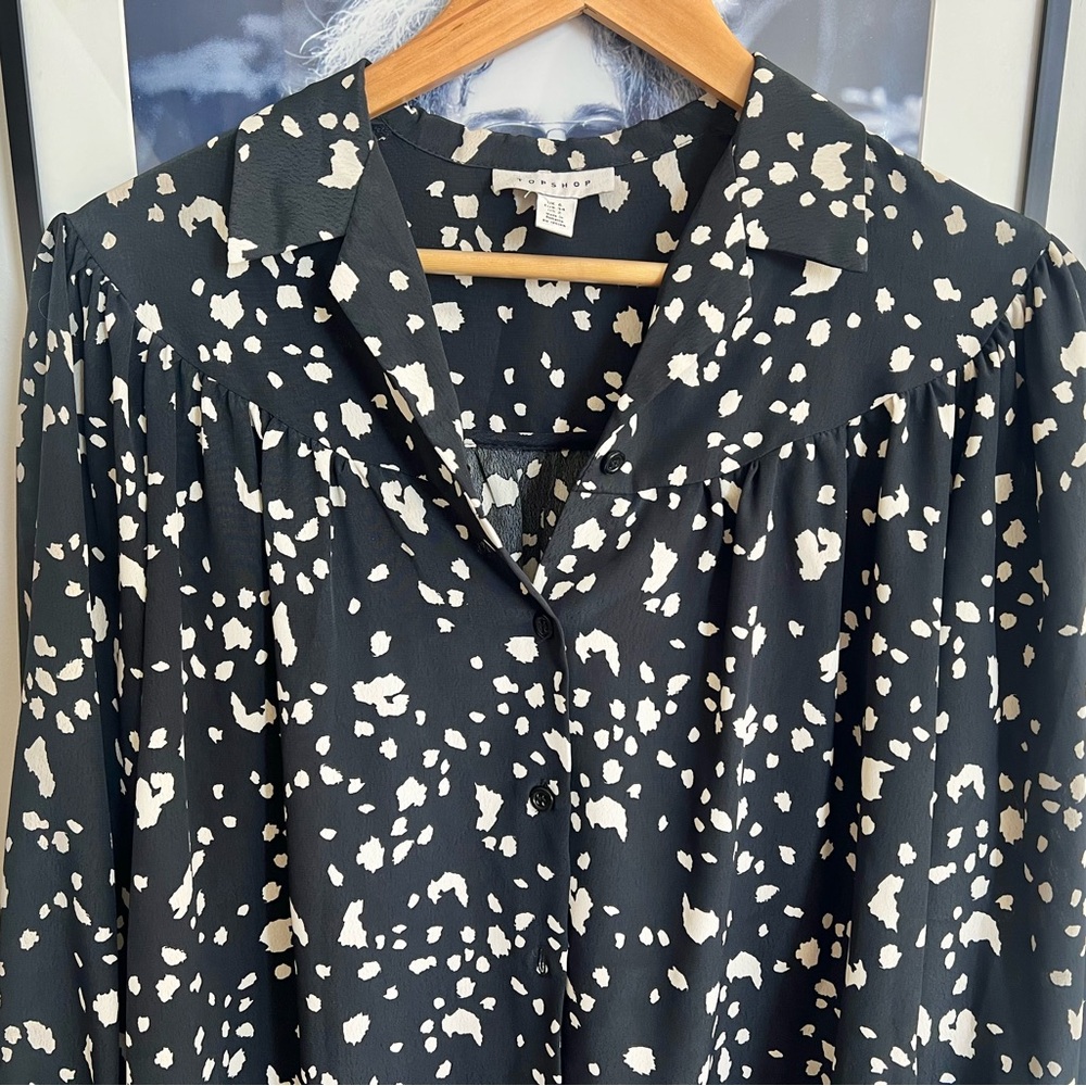Topshop Monochrome Speckled Blouse - Picture 2 of 6